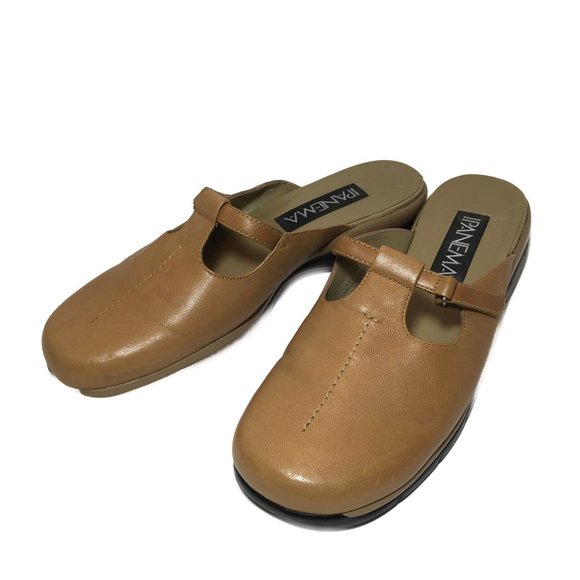 Impanema Tan Leather Slides** Size 8 - Picture 1 of 12